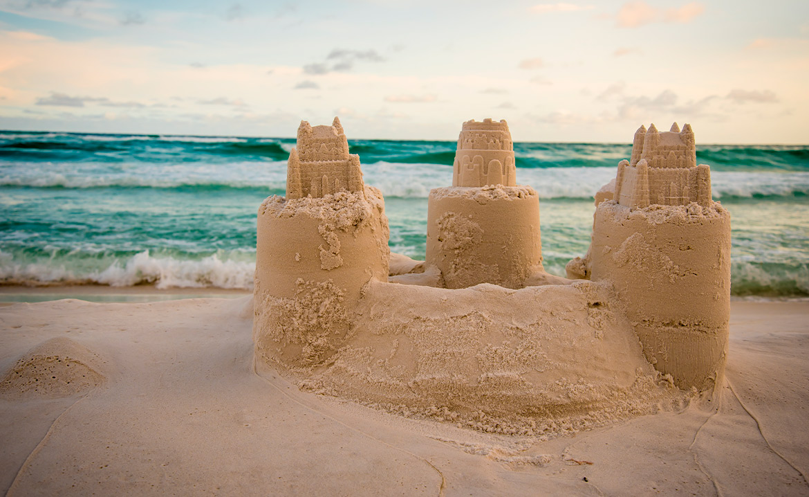 sand castle at shore beach
