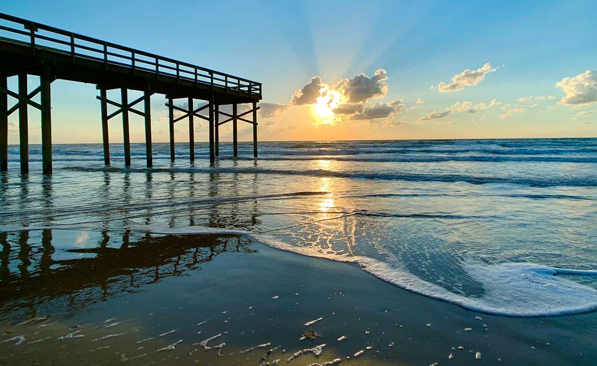 a sunrise or sunset on South Padre Island, Texas.