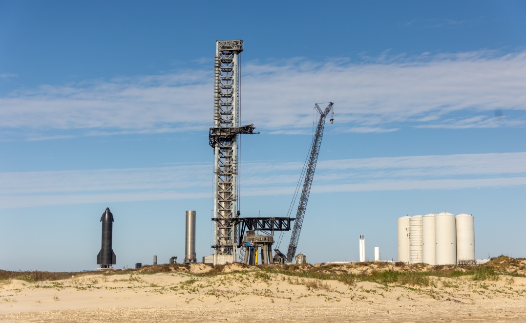 SpaceX Starship Launch Tower From Beach in Boca Chica